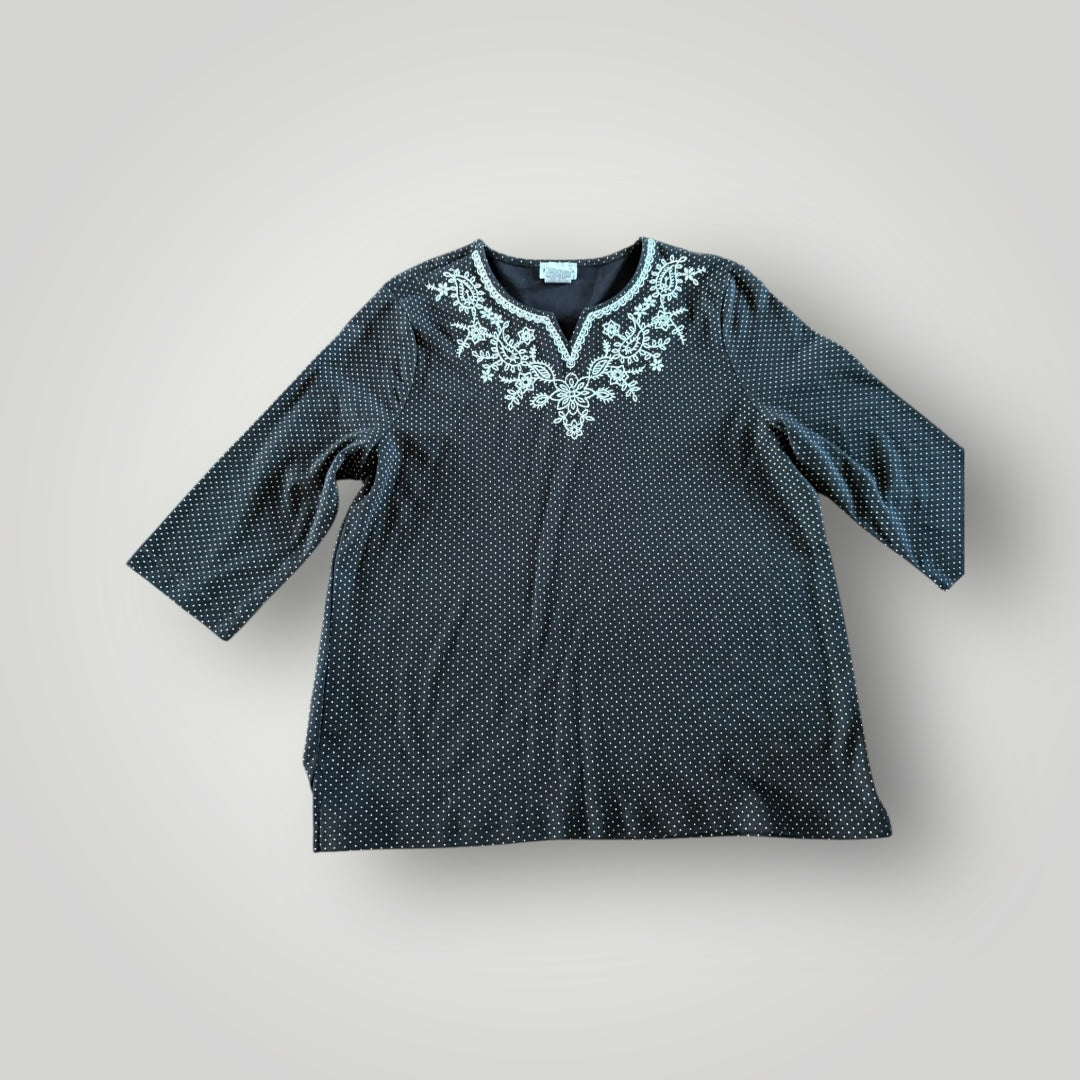 BonWorth Embroidered Polka Dot Tunic Petite Small
