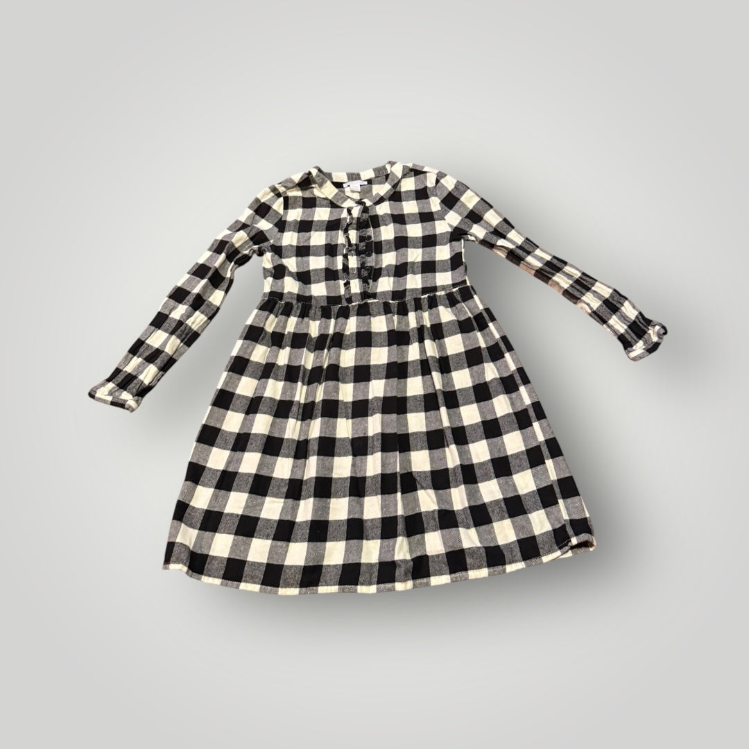 Falls Creek Girls Size 7/8 Black & White Buffalo Plaid Flannel Dress