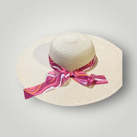 Wide Brim Beach Hat with Ribbon Tie