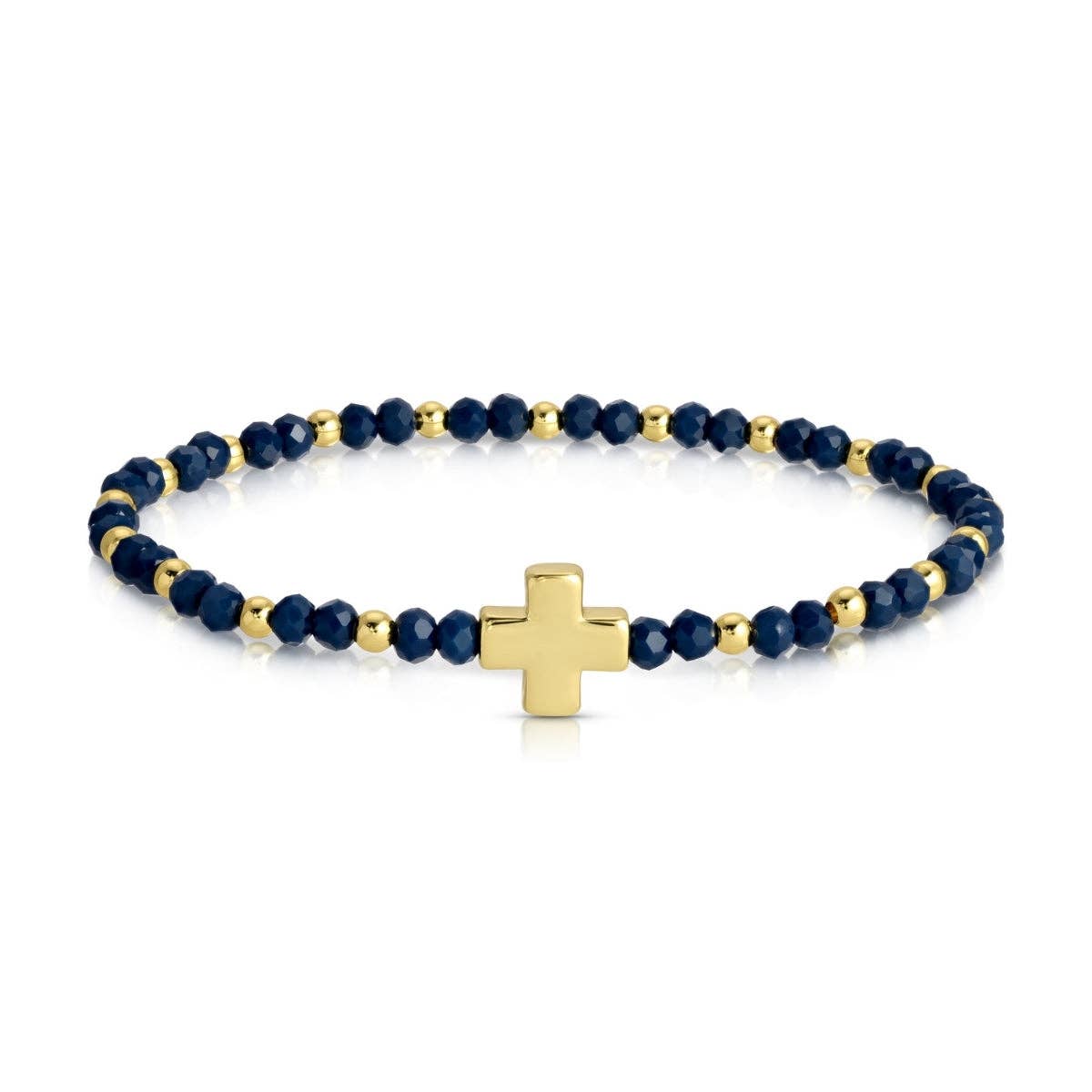 Assorted 4mm Crystal Stretch Bracelets with Single Cross