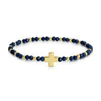 Assorted 4mm Crystal Stretch Bracelets with Single Cross
