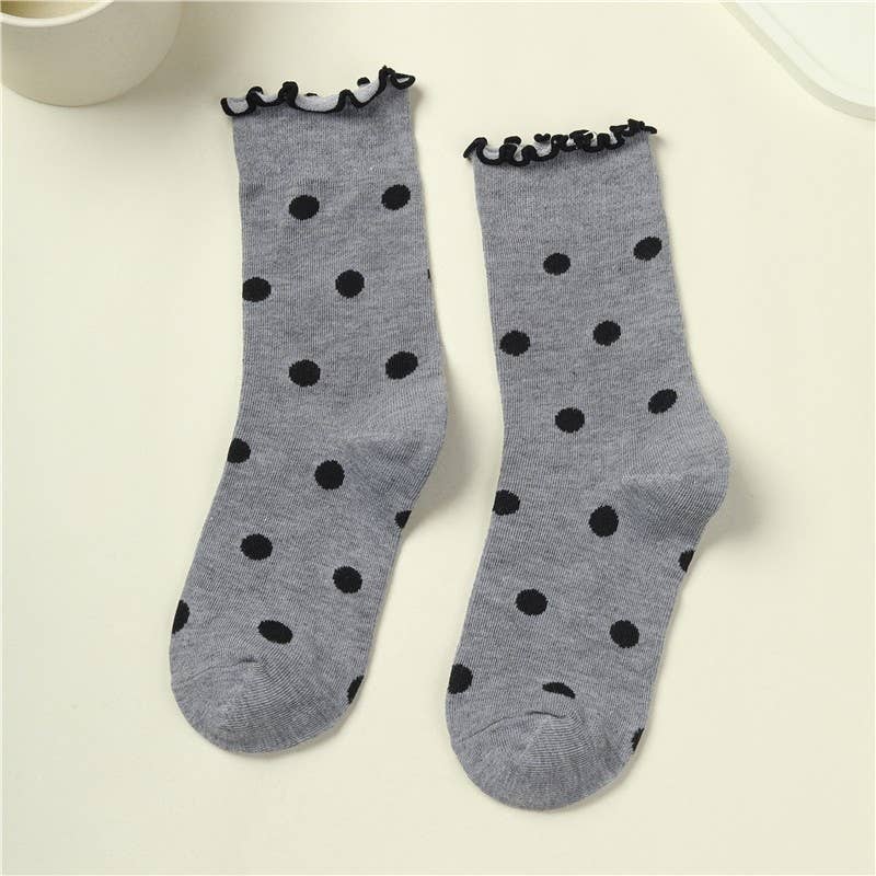 Ruffled Polka Dot Crew Socks | 40S02090