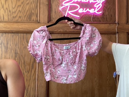 Pink Floral Hollister Women-Tops