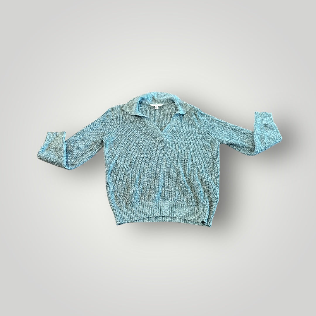 Time and Tru Teal Chenille Collared Sweater Size 8/10