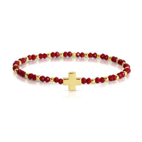 Assorted 4mm Crystal Stretch Bracelets with Single Cross