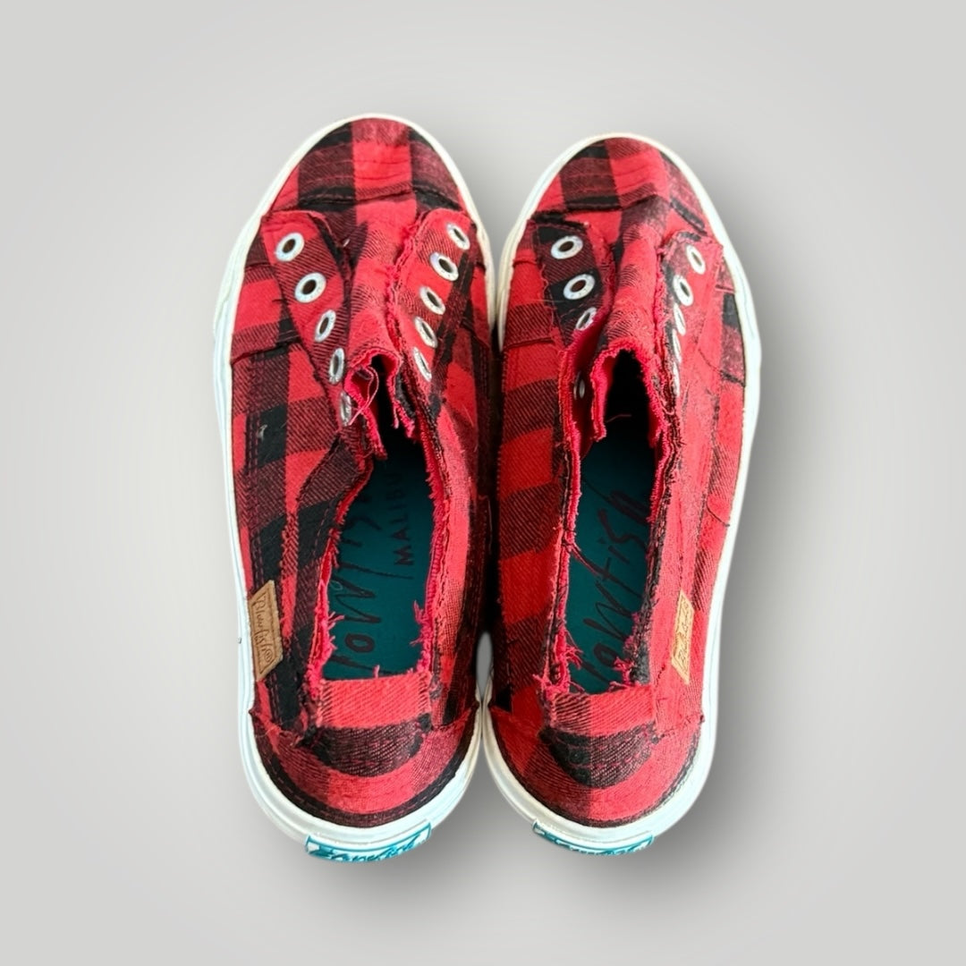 Blowfish Slip-On Sneakers Red Buffalo Plaid Size 9