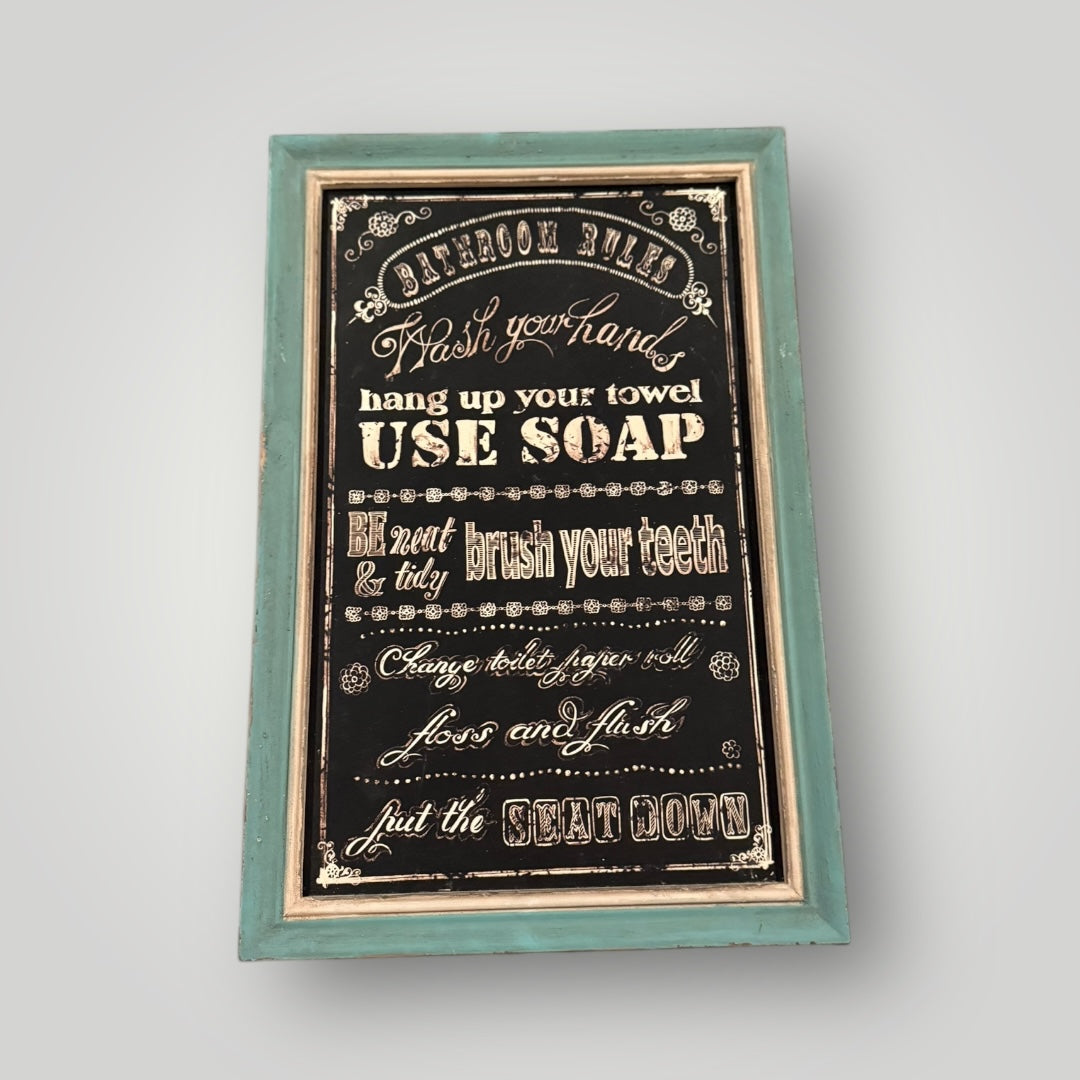 Rustic Bathroom Rules Wall Sign
