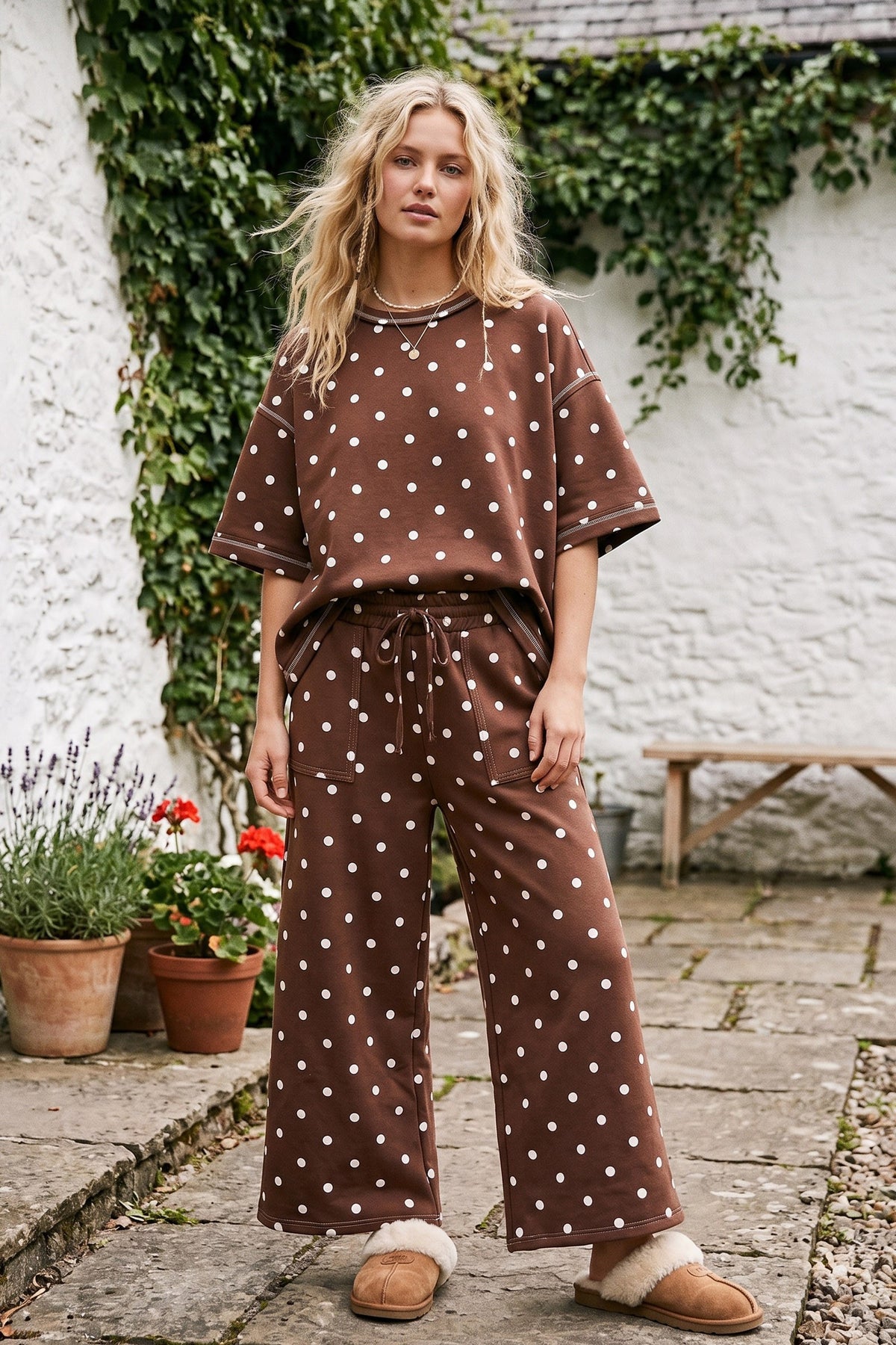 Heavy Scuba Polka Dot Short Sleeve Set