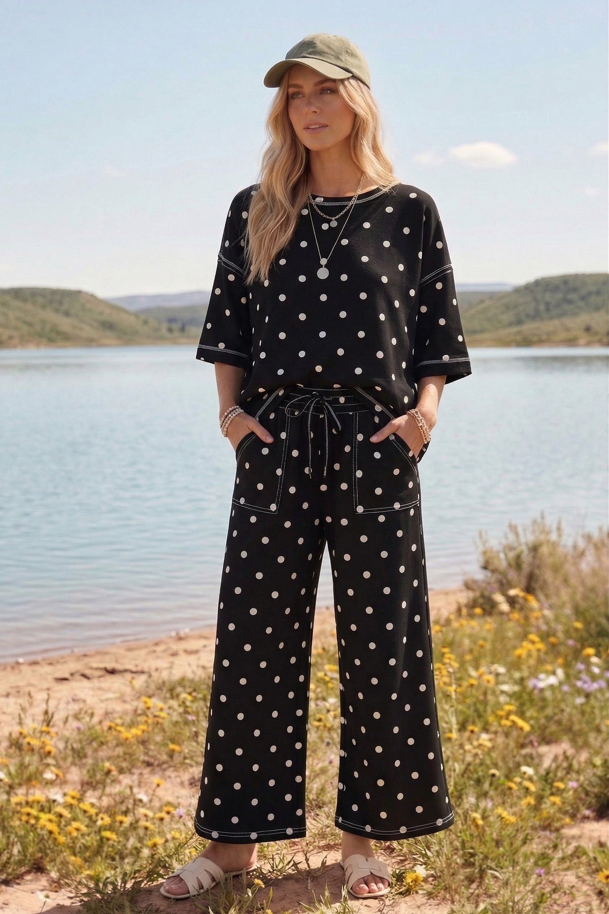 Heavy Scuba Polka Dot Short Sleeve Set