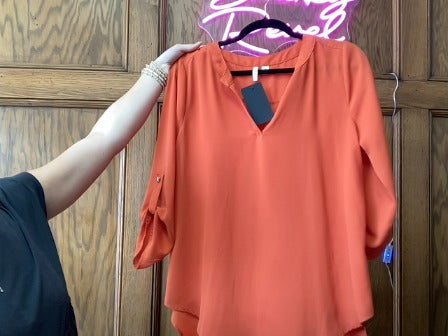 Burnt Orange Cato Women-Tops, Medium