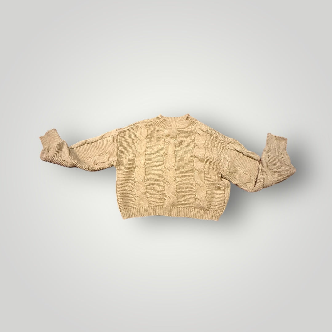 SHEIN Beige Cable Knit Cropped Sweater Size 12