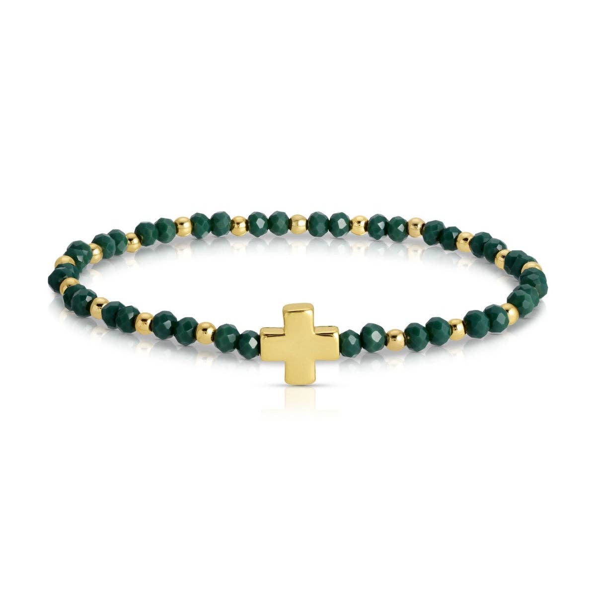 Assorted 4mm Crystal Stretch Bracelets with Single Cross