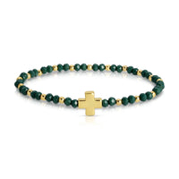 Assorted 4mm Crystal Stretch Bracelets with Single Cross
