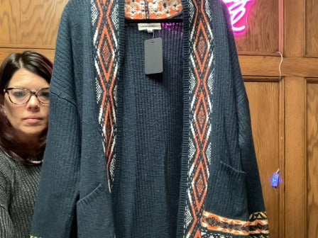 Orange and blue Lucky Brand cardigan, Large