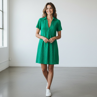 Preston & York Green Eyelet Short Sleeve Dress
