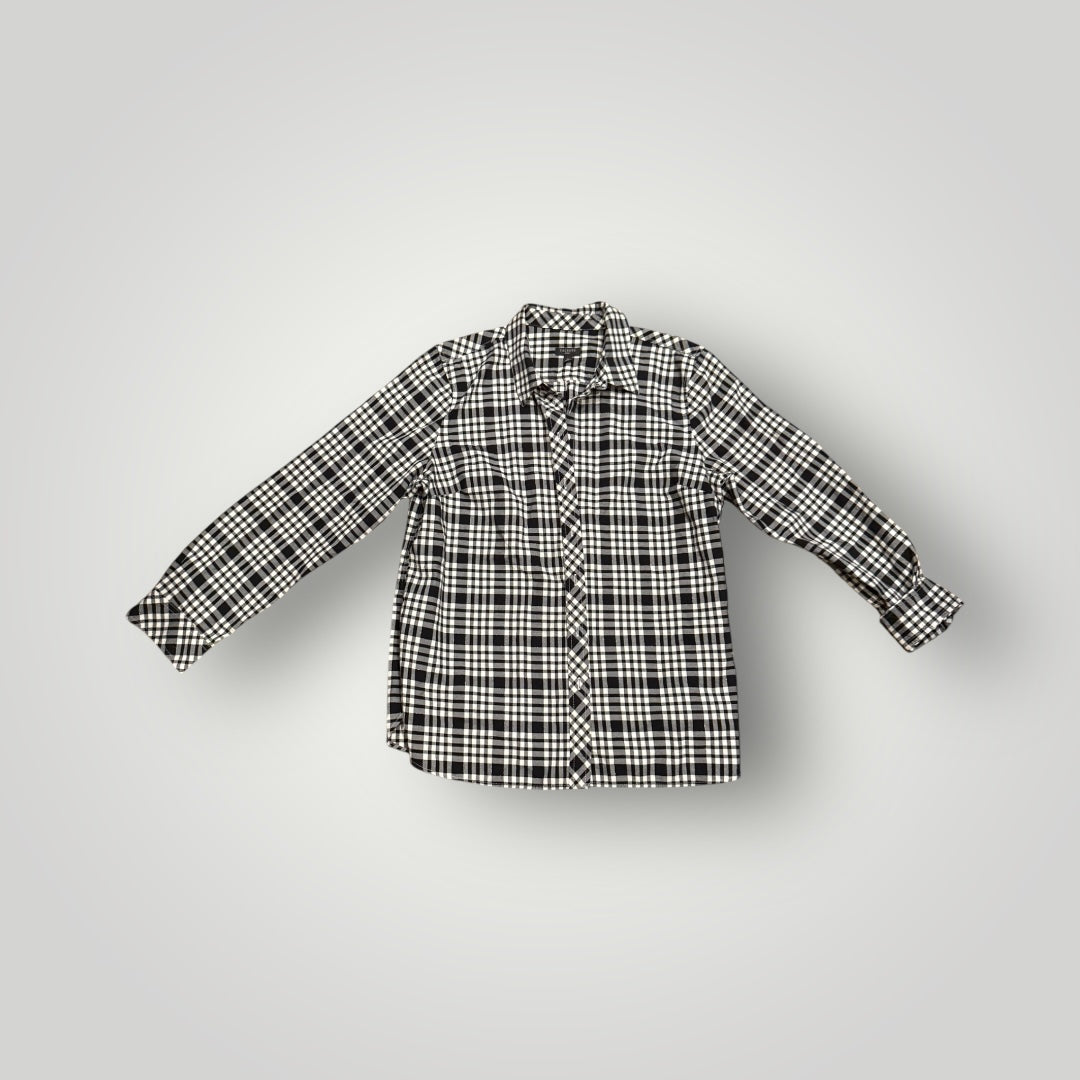 Talbots Black & White Check Button Up Shirt Size Large