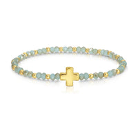 Assorted 4mm Crystal Stretch Bracelets with Single Cross