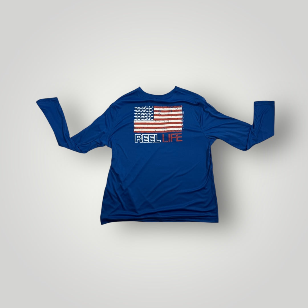 Reel Life Performance Fishing Shirt Patriotic Edition Size large