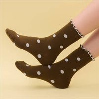Ruffled Polka Dot Crew Socks | 40S02090