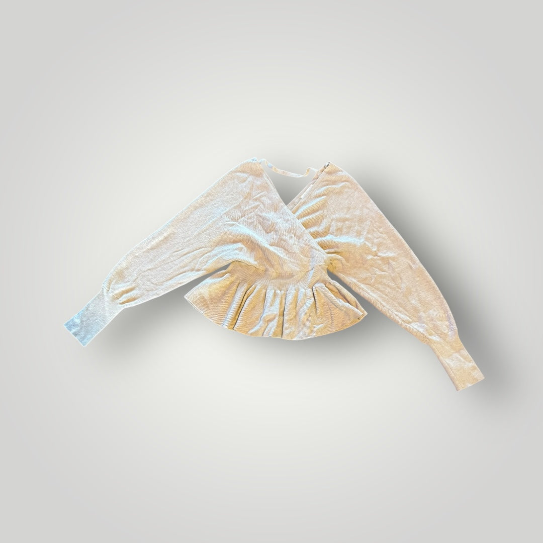 The Impeccable Pig Cream Peplum Wrap Top