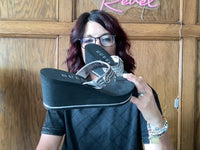 Black/Silver Guess sandals, 7.5