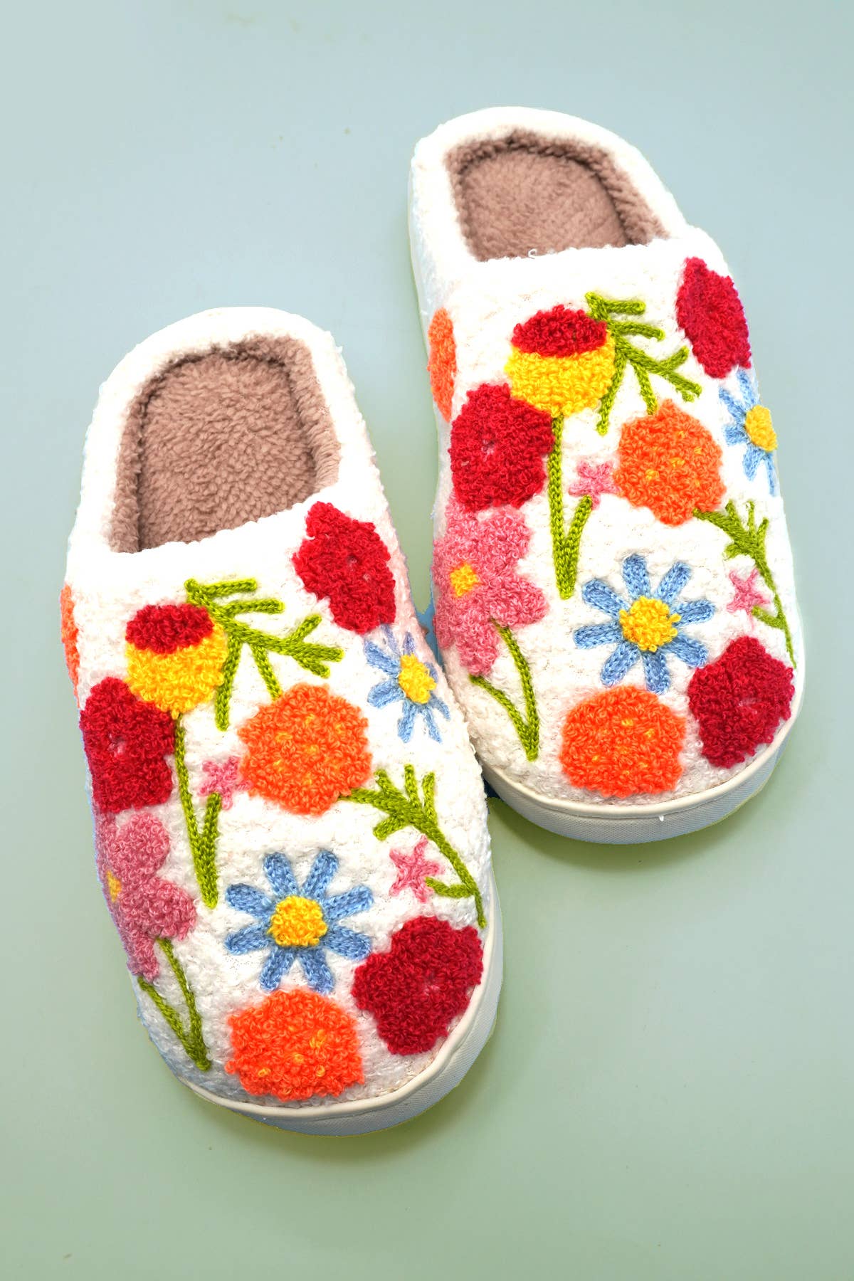 SOFT PLUSH MUSHROOM HEART RAINBOW WARM SLIPPERS | 40SP014