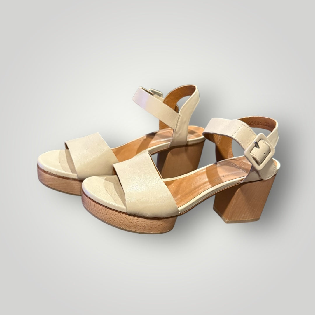 Coclico Nude Leather Block Heel Sandals Size 36