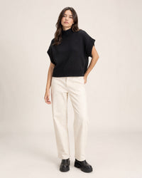 Hyfve Mock Neck Cap Sleeve Sweater Top