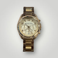 Michael Kors Gold Chronograph Watch with Crystal Accents
