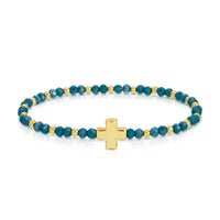 Assorted 4mm Crystal Stretch Bracelets with Single Cross