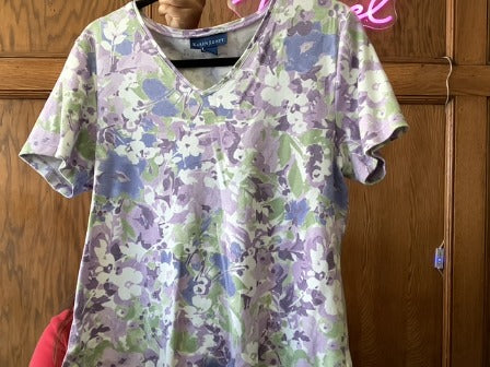 Purple Floral Karen Scott Women-Tops, Large