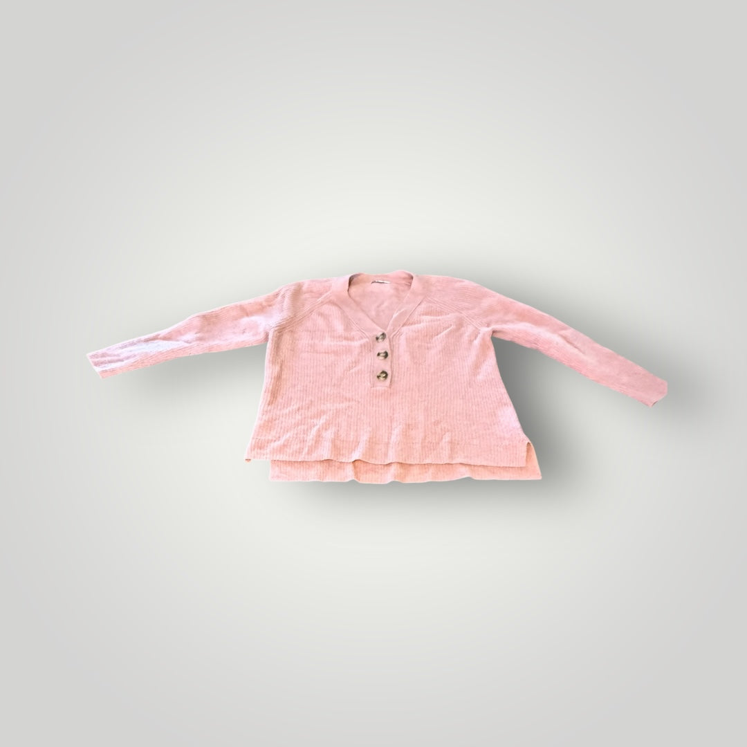Madewell Pink Ribbed Henley Sweater Size