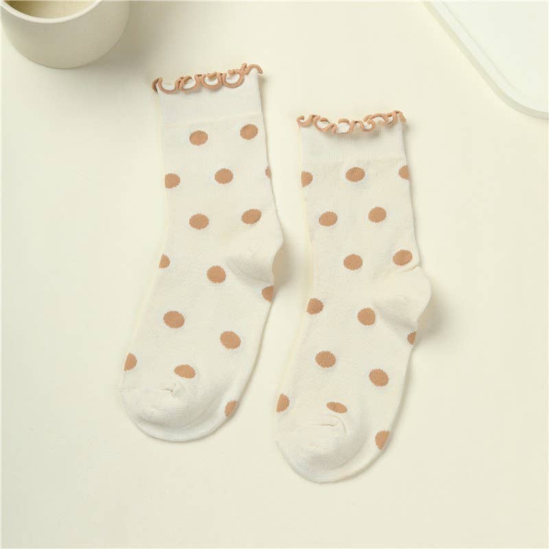 Ruffled Polka Dot Crew Socks | 40S02090