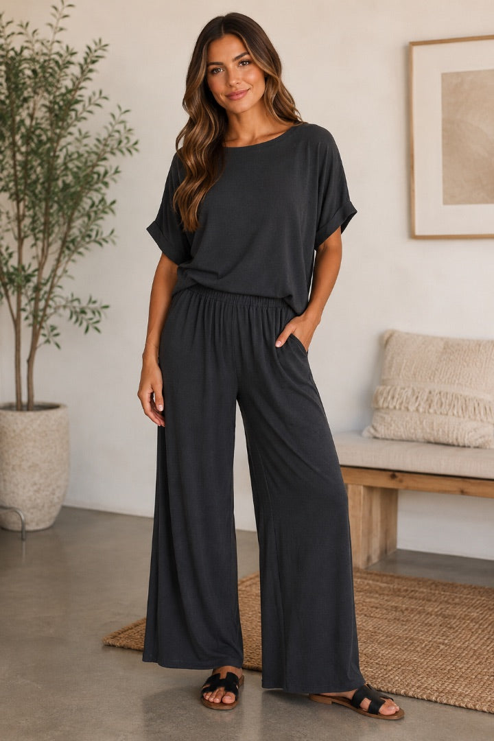 Black Zenana Shorts Set Outfit, Small