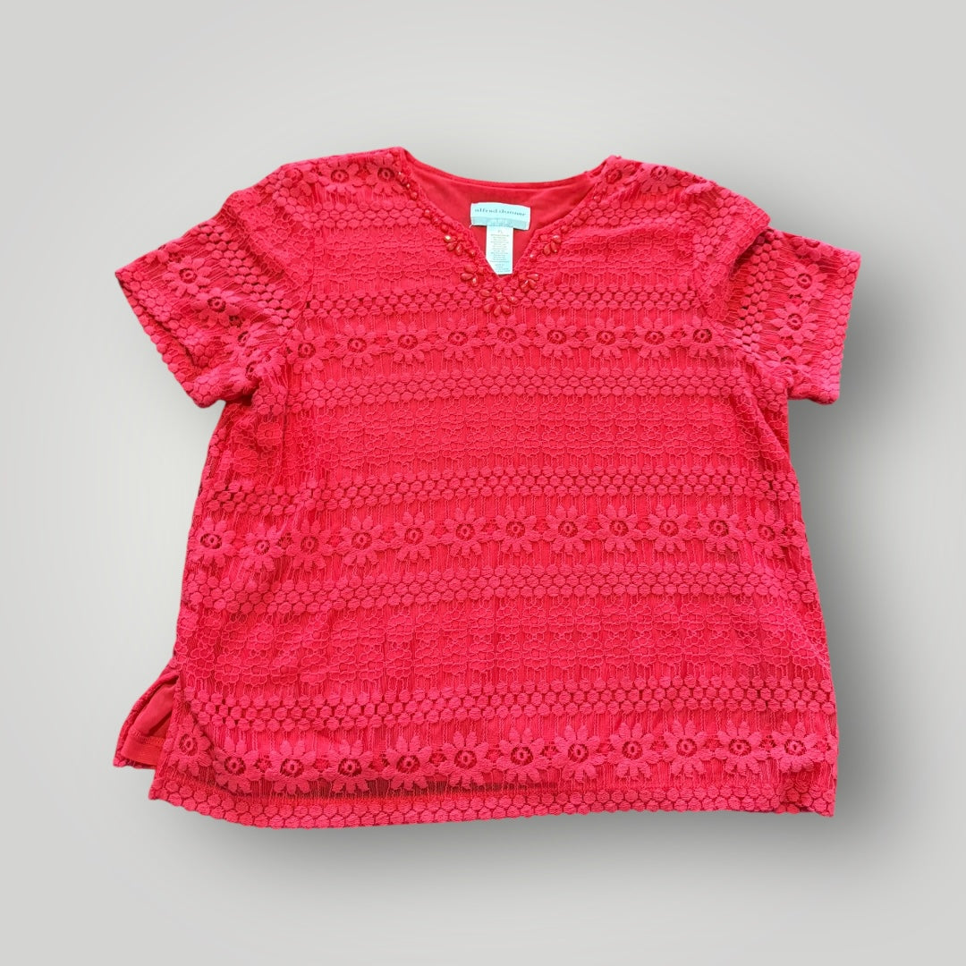 Alfred Dunner Lace Overlay Top Petite Large