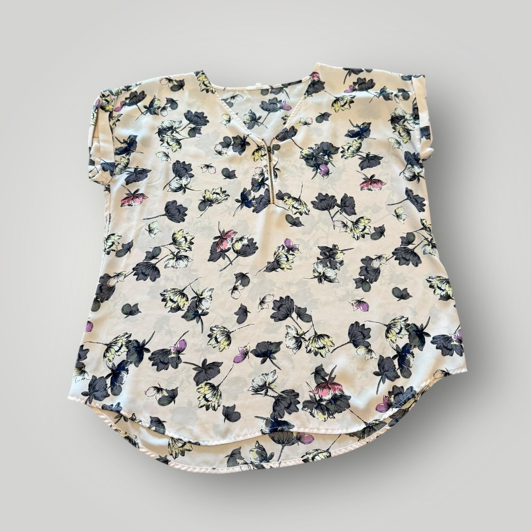 Maurices Floral Zip Front Blouse