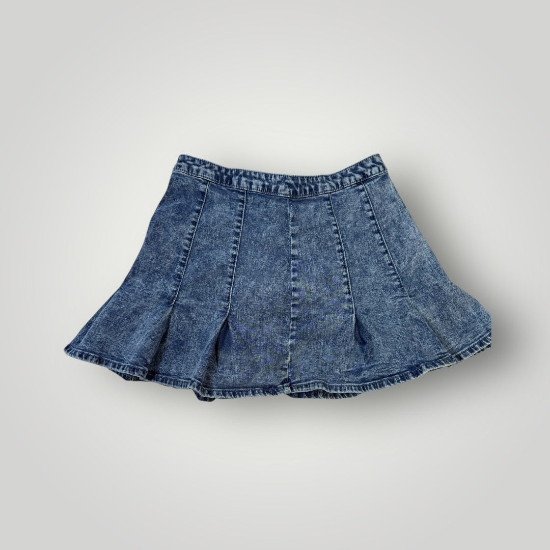 Denim Pleated Mini Skirt