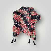 Maurices Black Floral Tassel Kimono One Size