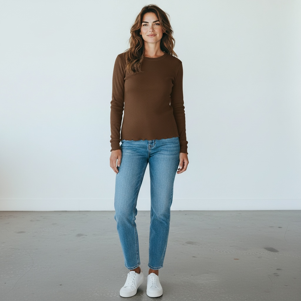 Ralph Lauren Chocolate Brown Long Sleeve Top Size Medium