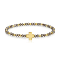 Assorted 4mm Crystal Stretch Bracelets with Single Cross