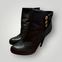 Guess Black Button-Detail Heeled Booties Size 7