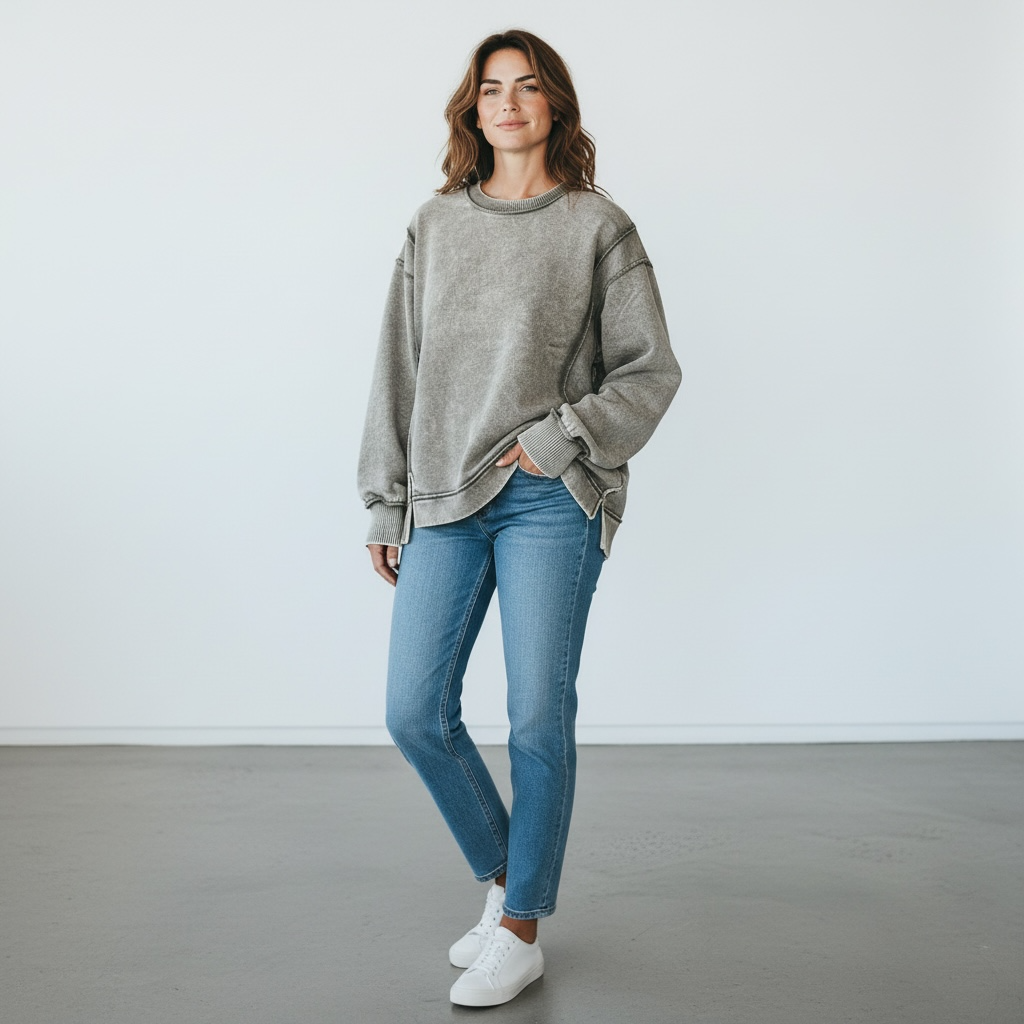 Zenana Olive Green Washed Sweatshirt