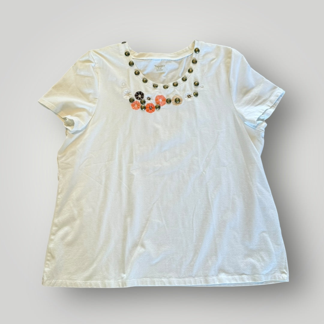 TanJay Embellished Floral Tee Petite Large
