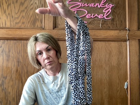 Blak/White Checkered Lanyard Women-Accessories/Purses