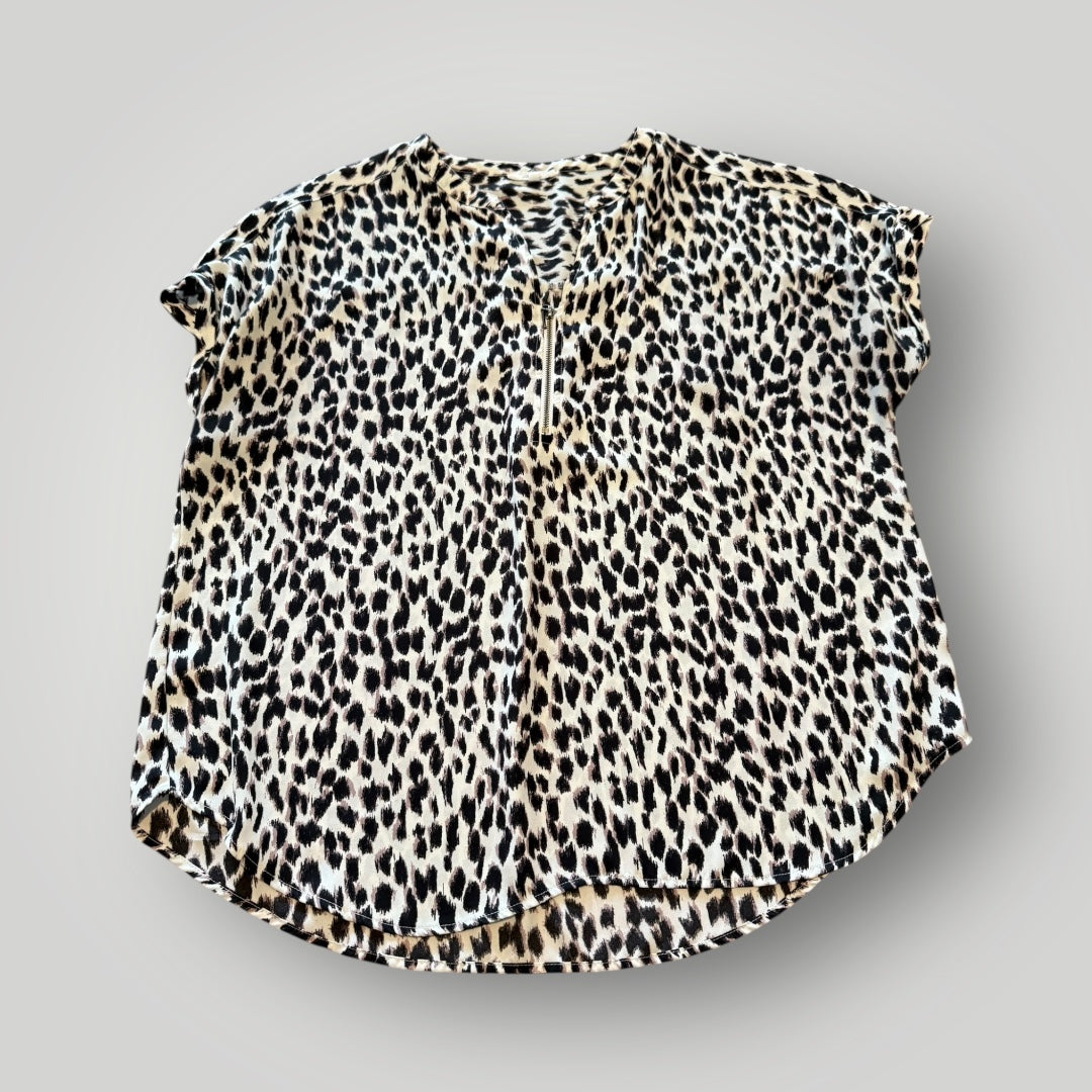 Maurices Leopard Print Zip Blouse Size Large