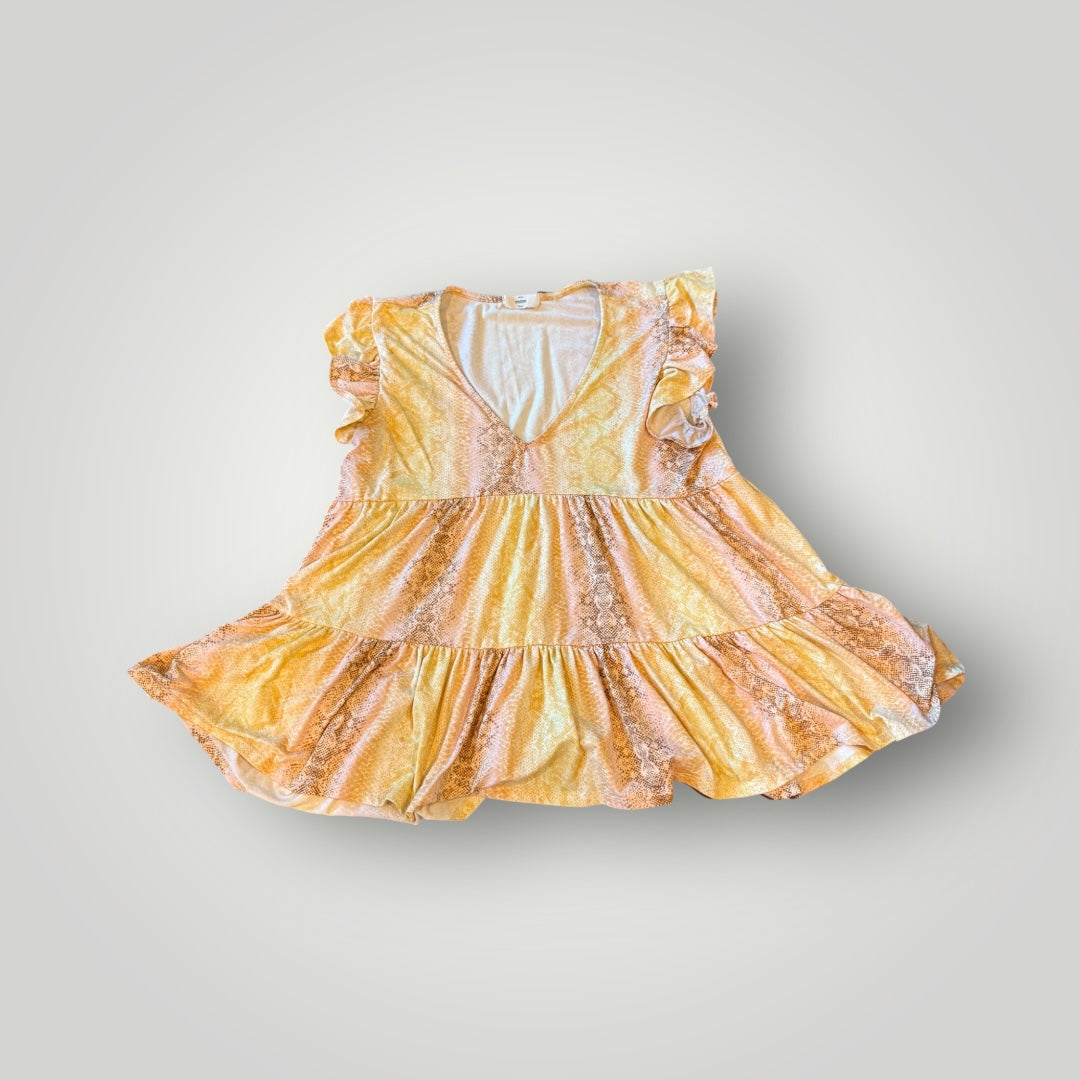 Entro Ruffle Sleeve Tiered Blouse Size Small