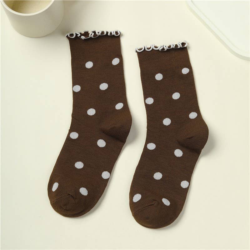 Ruffled Polka Dot Crew Socks | 40S02090