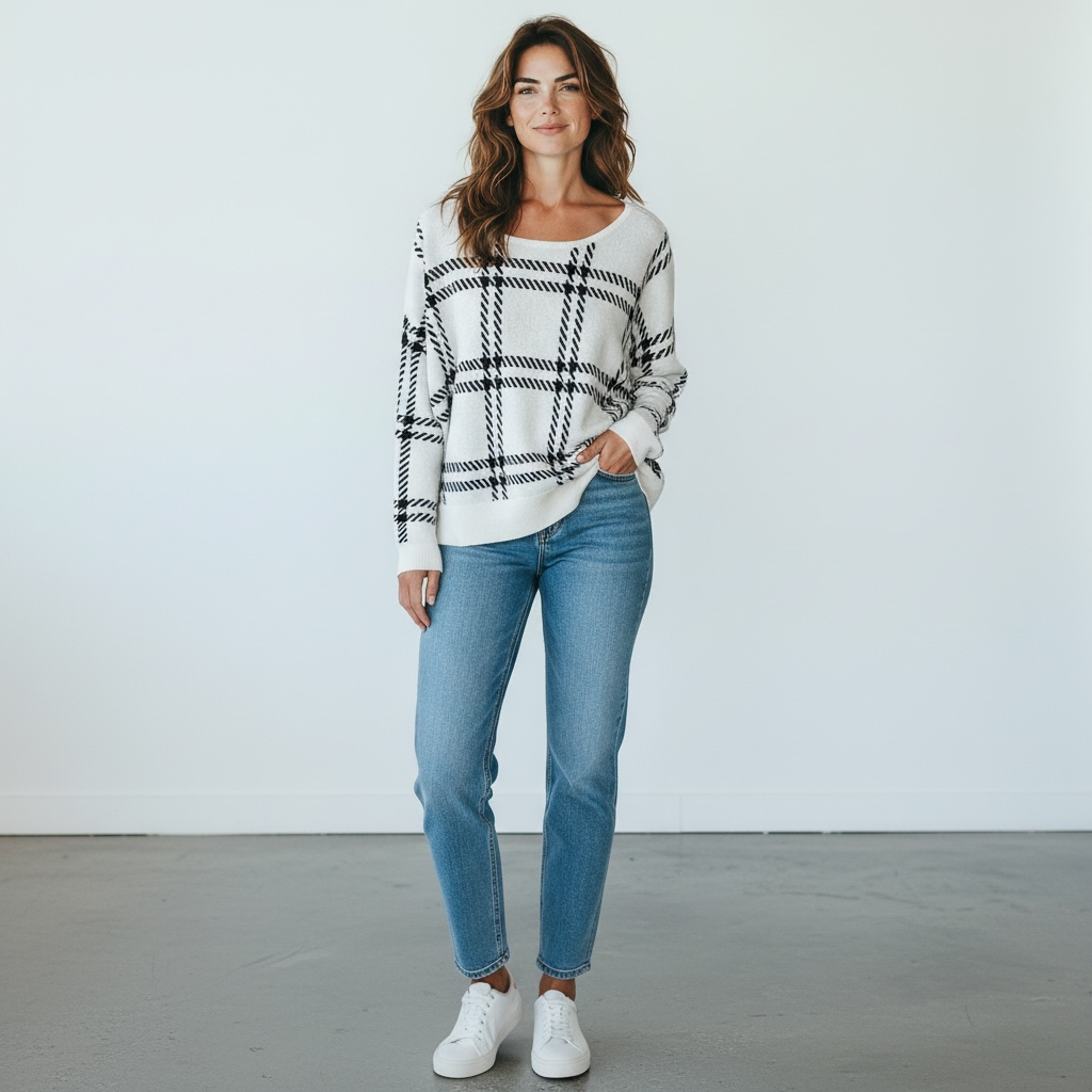 Express Plaid Knit Sweater Size Medium