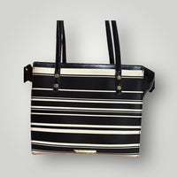 Anne Klein Black & White Striped Tote Bag