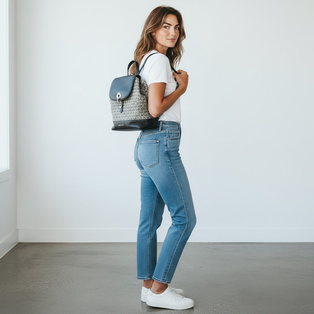 Michael Kors Mini Backpack Black & Grey Logo